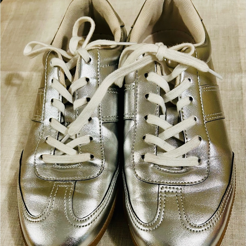 Silver Metallic Sneakers J. Crew